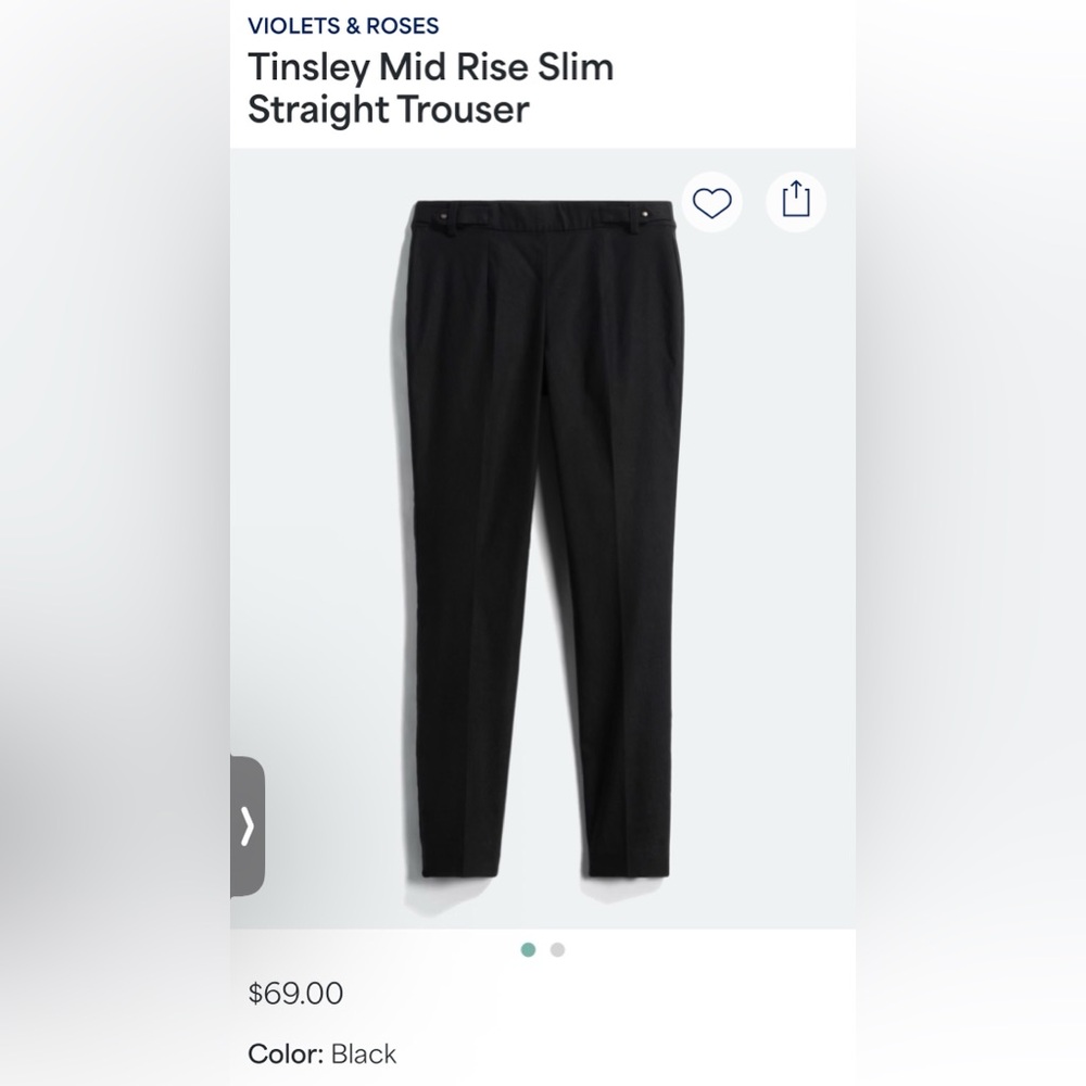 Violets & Roses Tinsley Mid Rise Slim Straight Trousers - Black